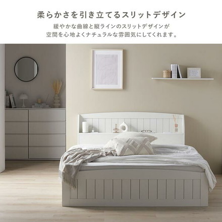 ベッド ダブル ボンネルコイルマットレス付き ホワイト 引き出し 収納付き 棚付き 宮付き