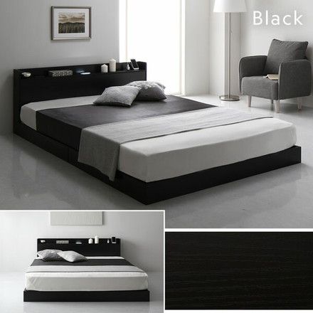 ベッド セミシングル 国産ポケットコイルマットレス付き（ハード ストーングレー ローベッド