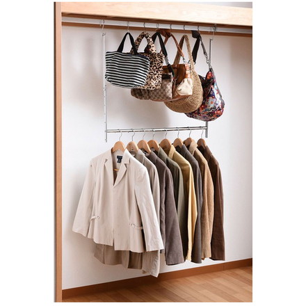 ハンガー 衣類収納アップハンガー 幅41~70×奥行6×高さ101.5cm 収納アップブランコハンガー伸縮式 2段