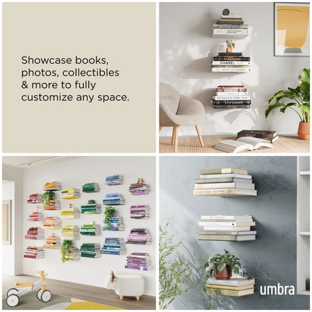 umbra アンブラアンブラ 棚 ブックシャルフ 壁 本置き コンシール L 3個入り シルバー SI 壁面収納 収納