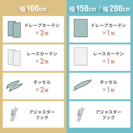 1級遮光カーテン レースカーテン セット 4枚組/2枚組 遮光1級 UVカット 断熱 保温 省エネ ミラーレース ブルー 幅200×丈178cm2枚組