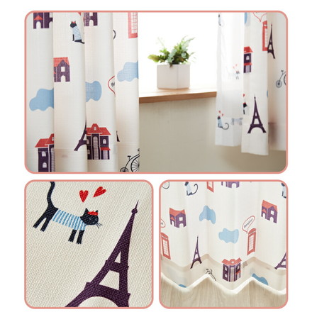 ねこ柄カーテン 【3サイズ】 4枚組 ドレープカーテン レースカーテン にゃんぜりーぜ 形状記憶 ウォッシャブル 幅100×丈135cm