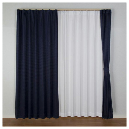 3級遮光 裏地付き カーテン ドレープカーテン 省エネ 節電 格子柄 遮光カーテン ウォッシャブル 洗える 柄カーテン ブラウン 幅100cm×丈135cm2枚組