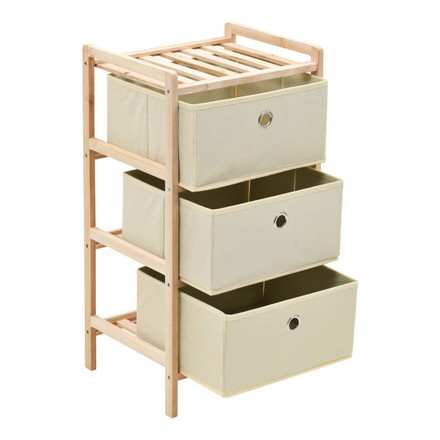 vidaXL 収納ラック 布製バスケット3点付き 杉 ベージュ 家具 キャビネット 収納 収納キャビネット ロッカー