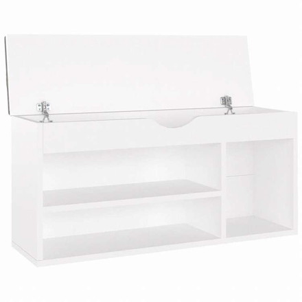 vidaXL シューズベンチ クッション付き ホワイト 104x30x49 cm