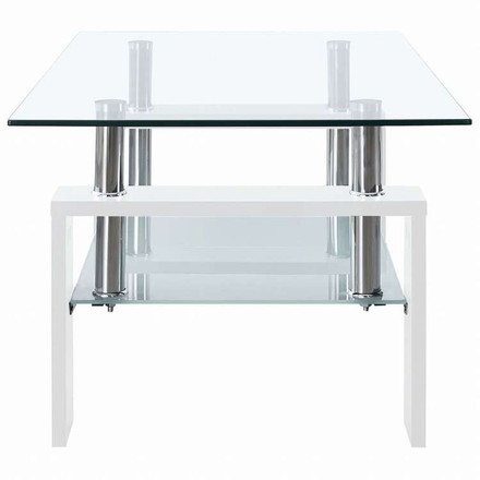 vidaXL コーヒーテーブル ホワイト&透明 95x55x40 cm 強化ガラス製家具 テーブル アクセントテーブル コーヒーテーブル