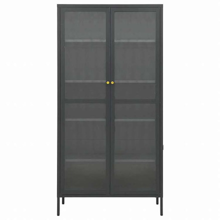 vidaXL ディスプレイキャビネット アントラシート 90x40x180cm スチール&強化ガラス家具