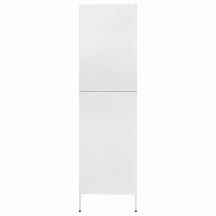 vidaXL 洋服ダンス ホワイト 90x50x180 cm スチール家具 キャビネット&収納