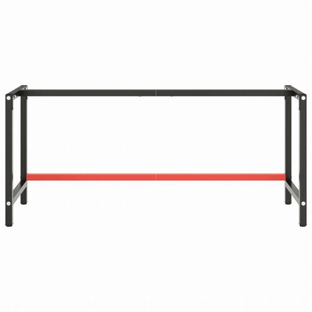vidaXL ワークベンチフレーム マットブラック&マットレッド 180x57x79 cm メタル家具 テーブル用品 テーブル脚