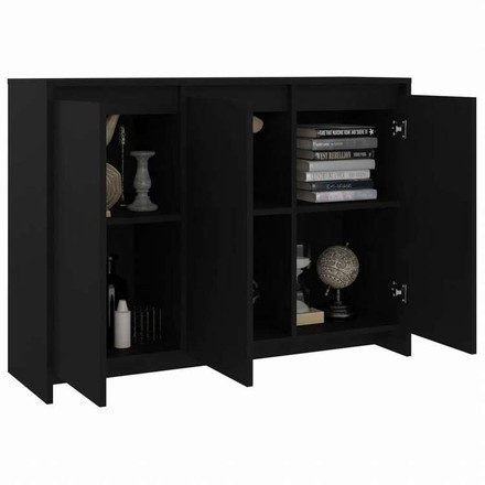 vidaXL サイドボード ブラック 102x33x75cm エンジニアリングウッド家具 キャビネット&収納