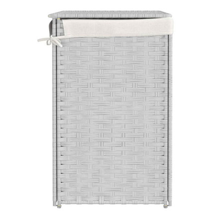 vidaXL ランドリーバスケット 2分割 ホワイト 53x35x57 cm