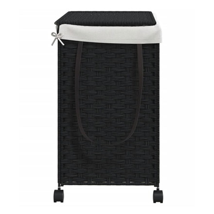 vidaXL ランドリーバスケット キャスター付き ブラック 60x35x60.5cm