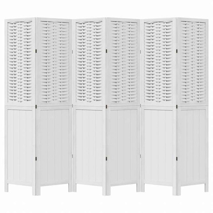 vidaXL パーティション 6枚パネルホワイト無垢材パウロウニア家具 間仕切り