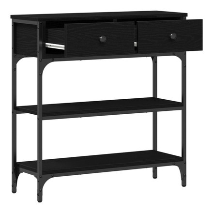 vidaXL コンソールテーブル ブラックオーク 72.5×25×75cm エンジニアードウッド スチール 家具 テーブル アクセントテーブル