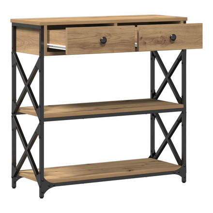 vidaXL コンソールテーブル アーティザンオーク 75×28×75cm エンジニアードウッド スチール 家具 テーブル アクセントテーブル