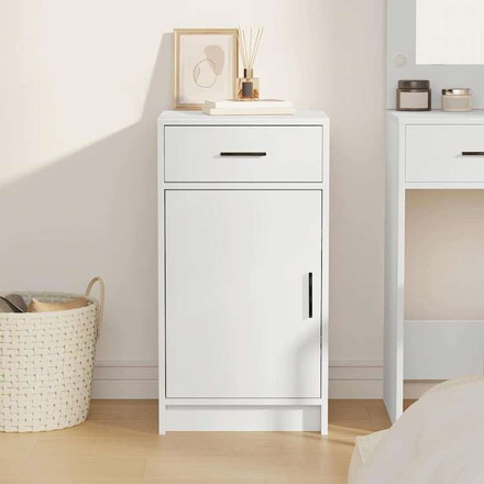 vidaXL サイドボード 引き出し付き ホワイト 40 x 40.5 x 75 cm エンジニアリングウッド 家具 キャビネット&収納 サイドボード