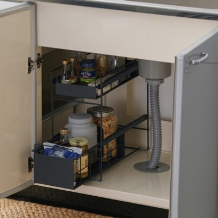 アイリスオーヤマ シンク下引き出しラックスリム SSR-200 ブラック