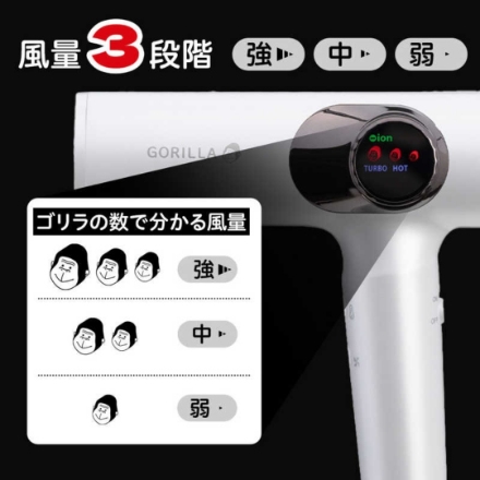 ドライヤー ドウシシャ ゴリラのひとふき GRD-2501WH [ホワイト]