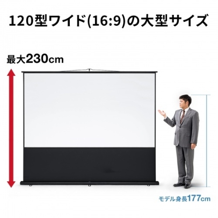 サンワサプライ プロジェクタースクリーン（床置き・ポール式・120型・16:9） PRS-Y120HD ブラック