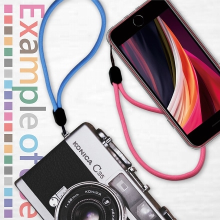 iPhone Xperia AQUOS Xiaomi OPPO Galaxy ショート ストラップ 丸紐 スマホ 携帯ストラップ 対応 オシャレ 落下防止 コンパクト カラフル shizukawill シズカウィル Black(黒色)