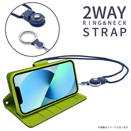 シズカウィル iPhone 13 用 手帳型 ケース カバー 2WAY ワンタッチ着脱 ストラップ付 スマホケース ピンク×ストロベリー