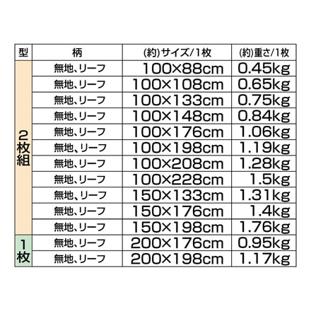 1年中快適省エネ レースカーテン 150×133cm 2枚組 リーフ