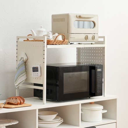 伸縮レンジラック レンジ上収納 1段 ホワイト