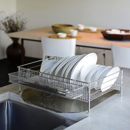 ラバーゼ 水切りかご大(縦置きタイプ)3点セット 水切りラック キッチン 水切りかご シンク 上 日本製 燕三条