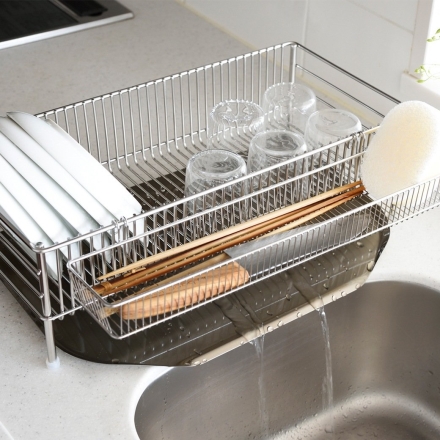 ラバーゼ NEW水切りスリム縦置き3点セット 水切りトレー ポケット 縦置き 燕三条 ステンレス コンパクト 水切りトレー ポケット 箸置き かご 水切りラック