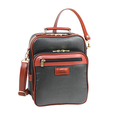 豊岡公房 配色縦型ショルダーバッグ ブラック