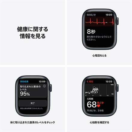 Apple Watch Nike Series 7（GPSモデル）- 41mmミッドナイトアルミニウムケースとアンスラサイト/ブラックNikeスポーツバンド - レギュラー with AppleCare+