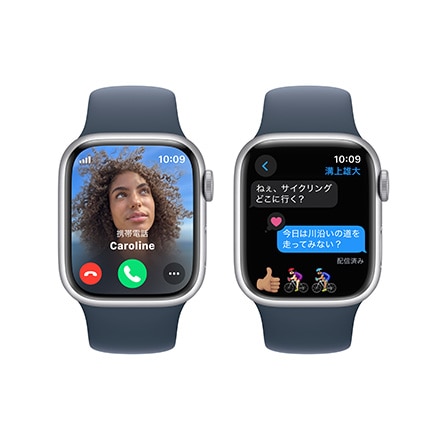 Apple Watch Series 9（GPS + Cellularモデル）- 41mmシルバーアルミニウムケースとストームブルースポーツバンド - S/M with AppleCare+