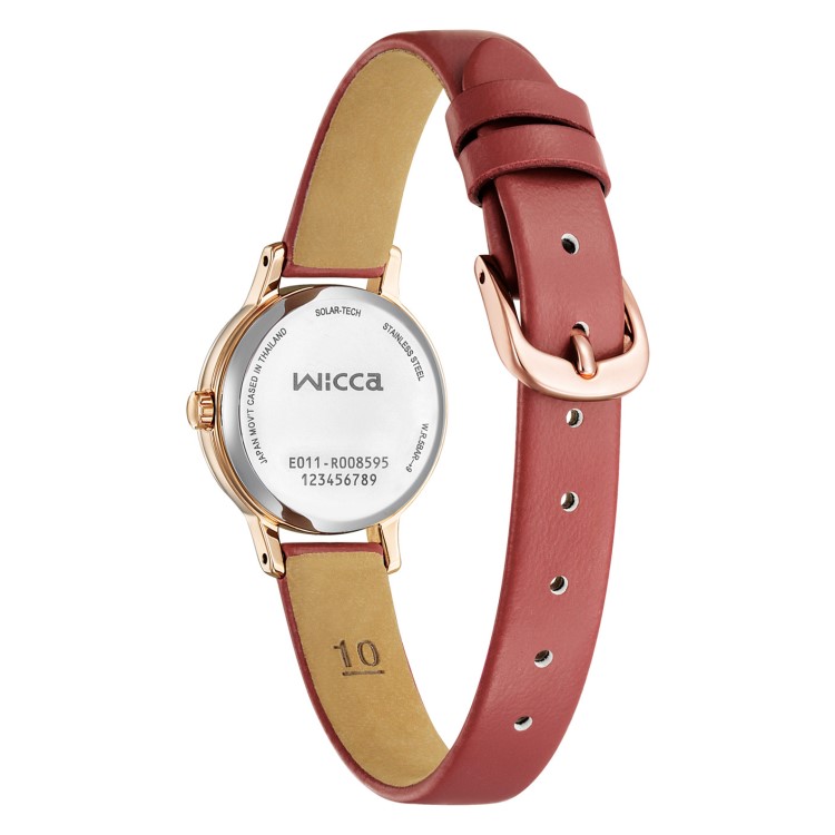 CITIZEN シチズン wicca ウィッカ KH4-963-14 レディース 腕時計 ソーラーテック 光発電 ステンレスめっき ピンクゴールド ケース 合成皮革ベルト デイト表示 クリスタルガラス 5気圧防水