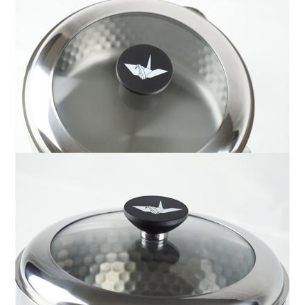 雪平鍋 20cm ORIZURU ステンレス 片手 ガラス蓋付