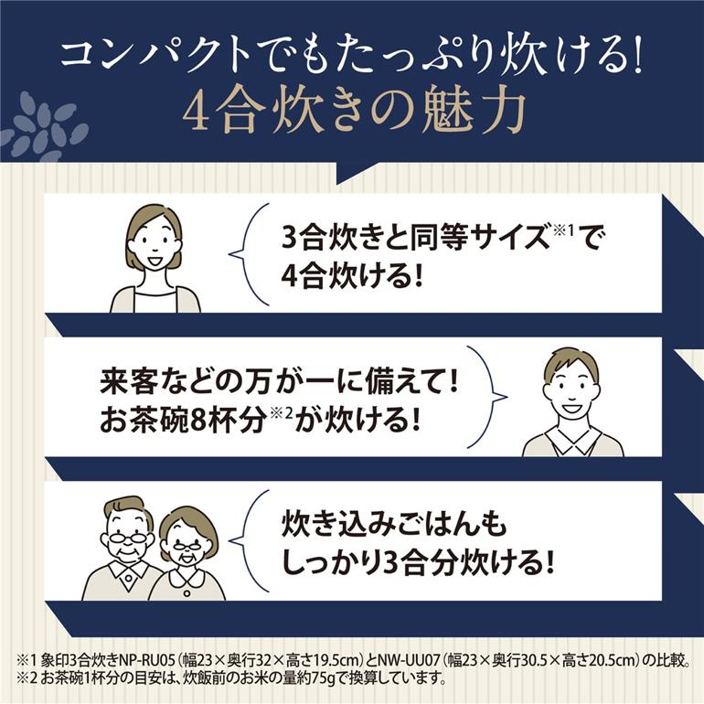 正規販売店 象印マホービン 炊飯器 4合炊き 小容量 圧力IH炊飯ジャー 炎舞炊き NW-UU07-WZ 白