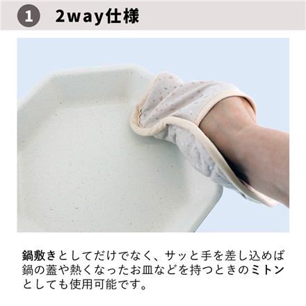 【キッチン用品】中山福 LIV PLUS(リブプラス) LV-0061 インディゴキッチン ミトンにもなる鍋敷き（メール便）