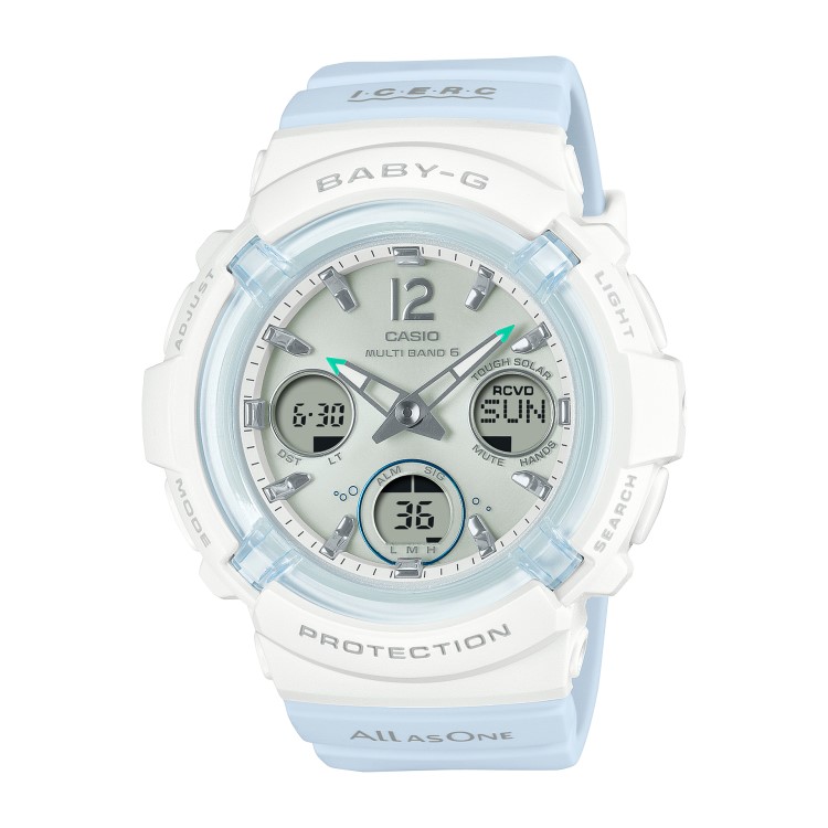 CASIO カシオ BABY-G BGA-2800K-7AJR ICERC Japanコラボ スナメリ×ベイビージー 電波ソーラー レディース腕時計 ホワイト×ライトブルー 限定モデル イルクジ イルカクジラ