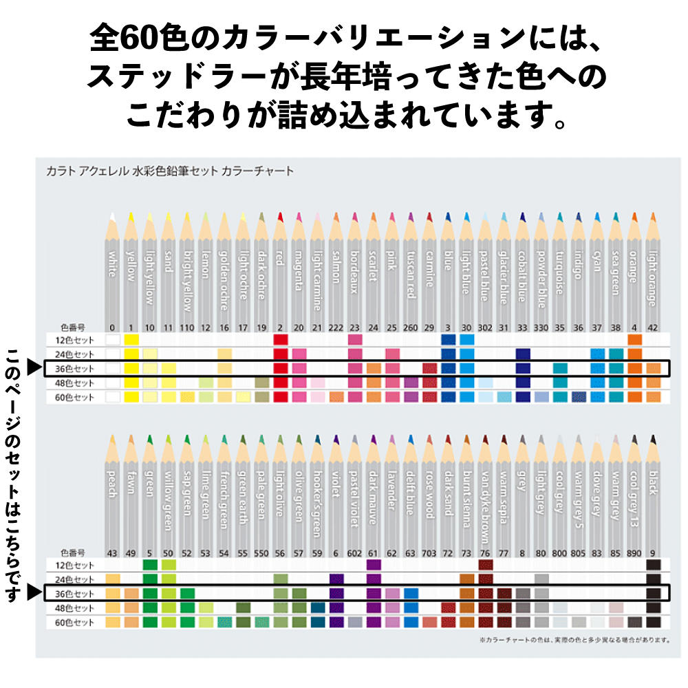 【色鉛筆36色セット】ステッドラー カラトアクェレル水彩色鉛筆 125 M36 (36色セット) ＆ブラシ＆鉛筆削り＆スケッチブック