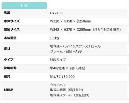 レイメイ藤井 しゃべる国旗付地球儀 トイ 25径 全回転 OYV403 ＆ 木製知育パズル 日本地図 ＆ 電池
