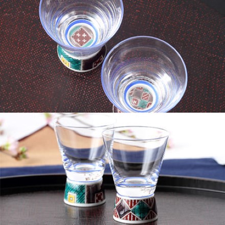九谷和グラス 伝統工芸の新しいかたち〈 ペアショットグラス 〉石畳