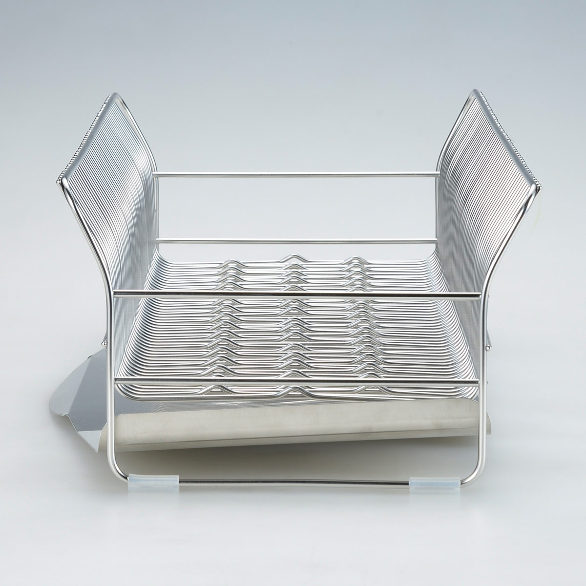 水切りラック 縦置きロングタイプ カゴ＆トレイ シルバー 〔外寸：約24.5×57.0×高さ16.0cm、重量：約2.11kg〕 台所用品【沖縄県・離島 配送不可】