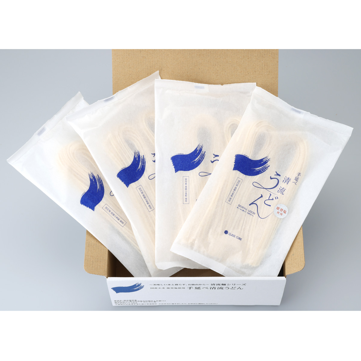 国産小麦 能登塩使用 手延べ清流うどん 簡易箱 〔180g×4袋〕 うどん