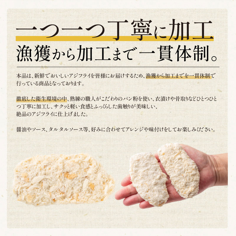 グラムが選べるお刺身アジフライ1kg（28枚）