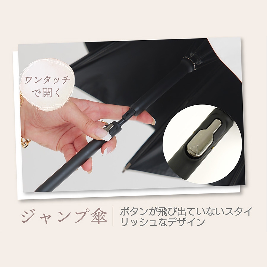 完全遮光 晴雨兼用 UVカット 100％ 軽量スリム ジャンプ傘 2本ライン 親骨58cm 日傘 雨傘 レディース メンズ 遮蔽 撥水