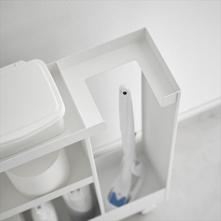 tower タワー キャスター付きトイレスリムワゴン 3段 ホワイト 1802