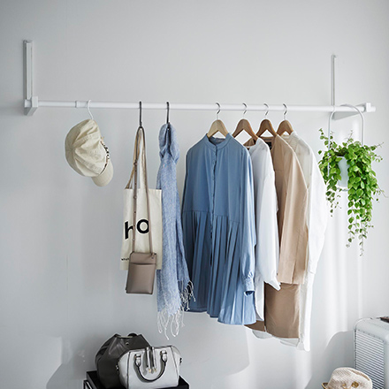 tower タワー ウォール折り畳み物干し竿ホルダー 2個組 石こうボード壁対応 ホワイト 1921