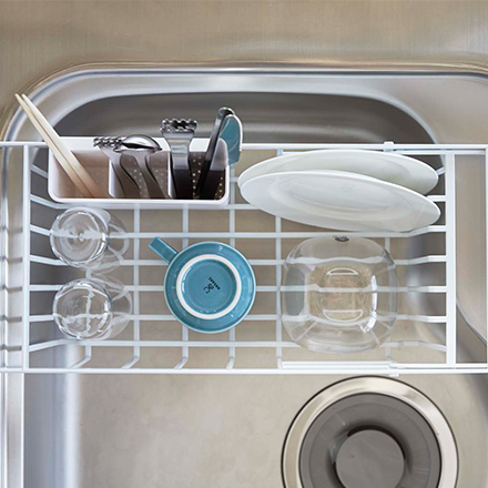 tower タワー 伸縮水切りワイヤーバスケット ホワイト 3492