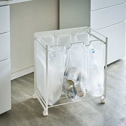 tower タワー 目隠し分別ダストワゴン 3分別 ホワイト 4332