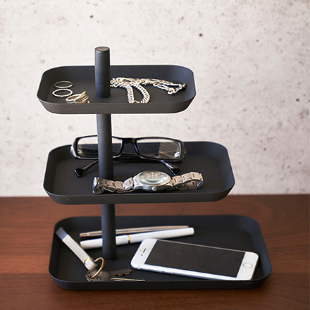 tower タワー アクセサリー3段トレー ブラック 4725