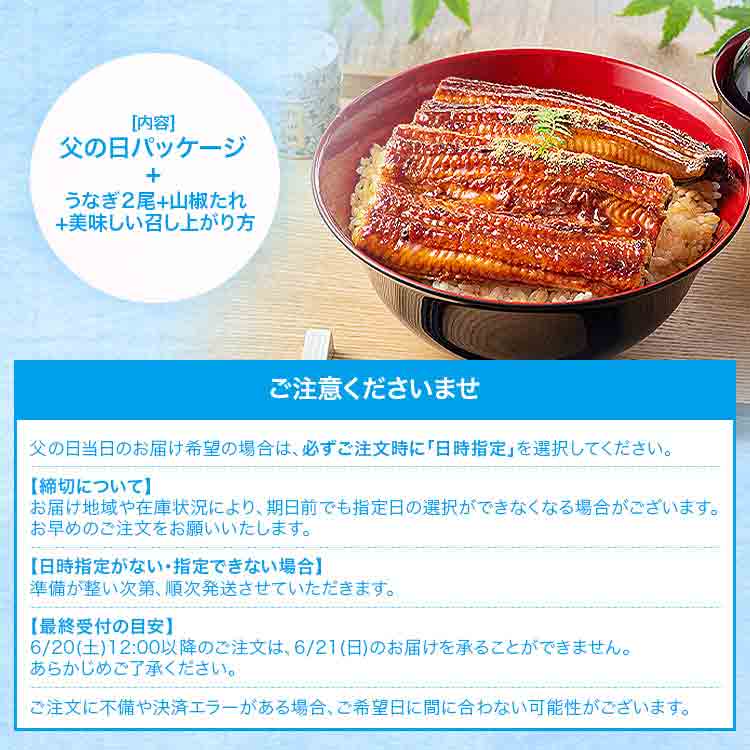 うなぎ 鹿児島県産 2尾 父の日BOX 父の日 125g×2 化粧箱入 国産 蒲焼き 長焼き 無投薬 焼き上げ 無頭 2本